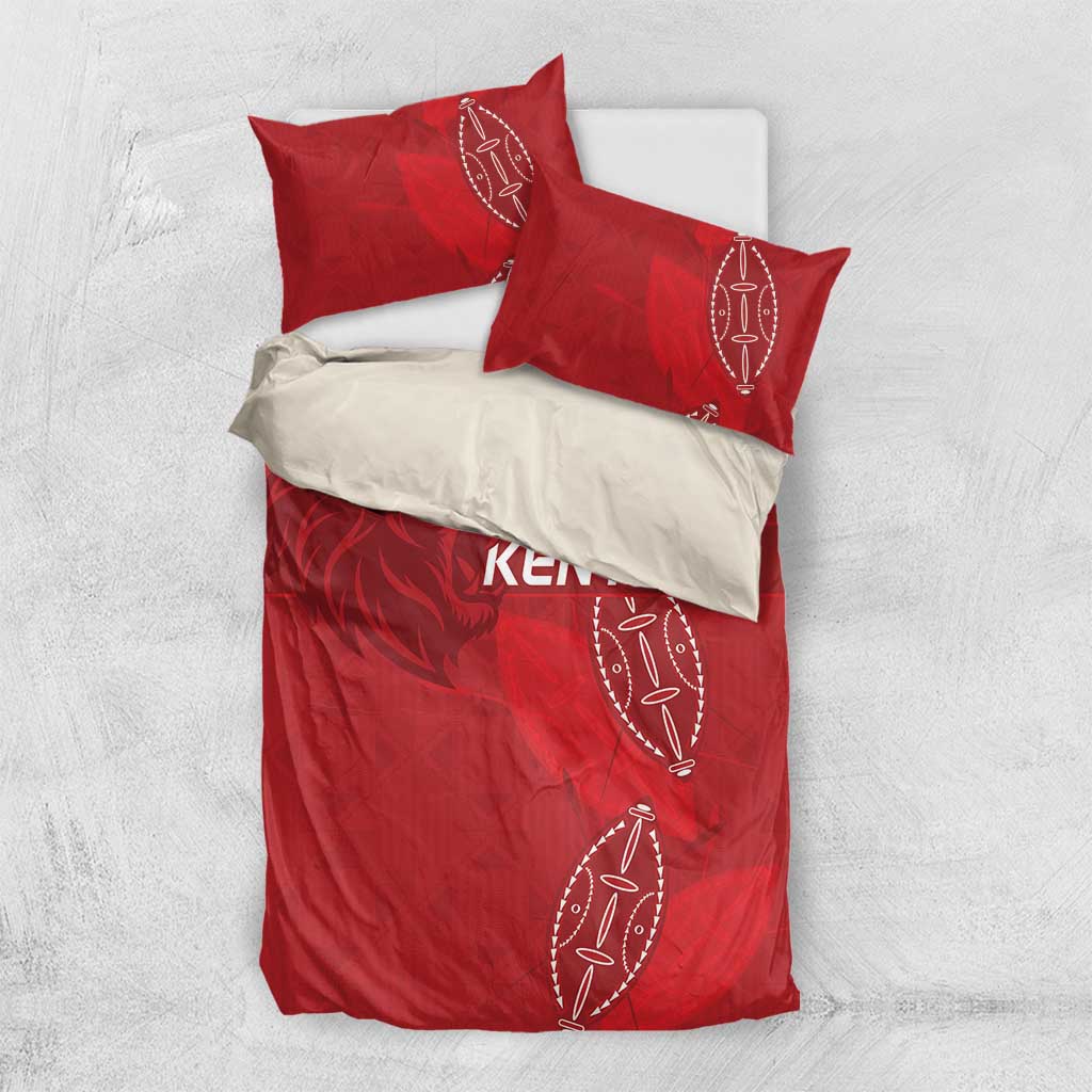 Jamhuri ya Kenya Rugby Bedding Set Kenyan Shield Style - Red Color