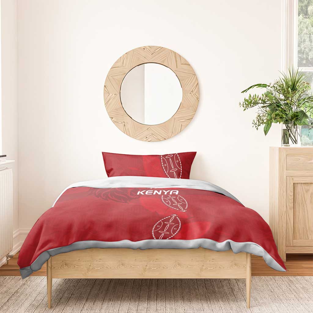 Jamhuri ya Kenya Rugby Bedding Set Kenyan Shield Style - Red Color