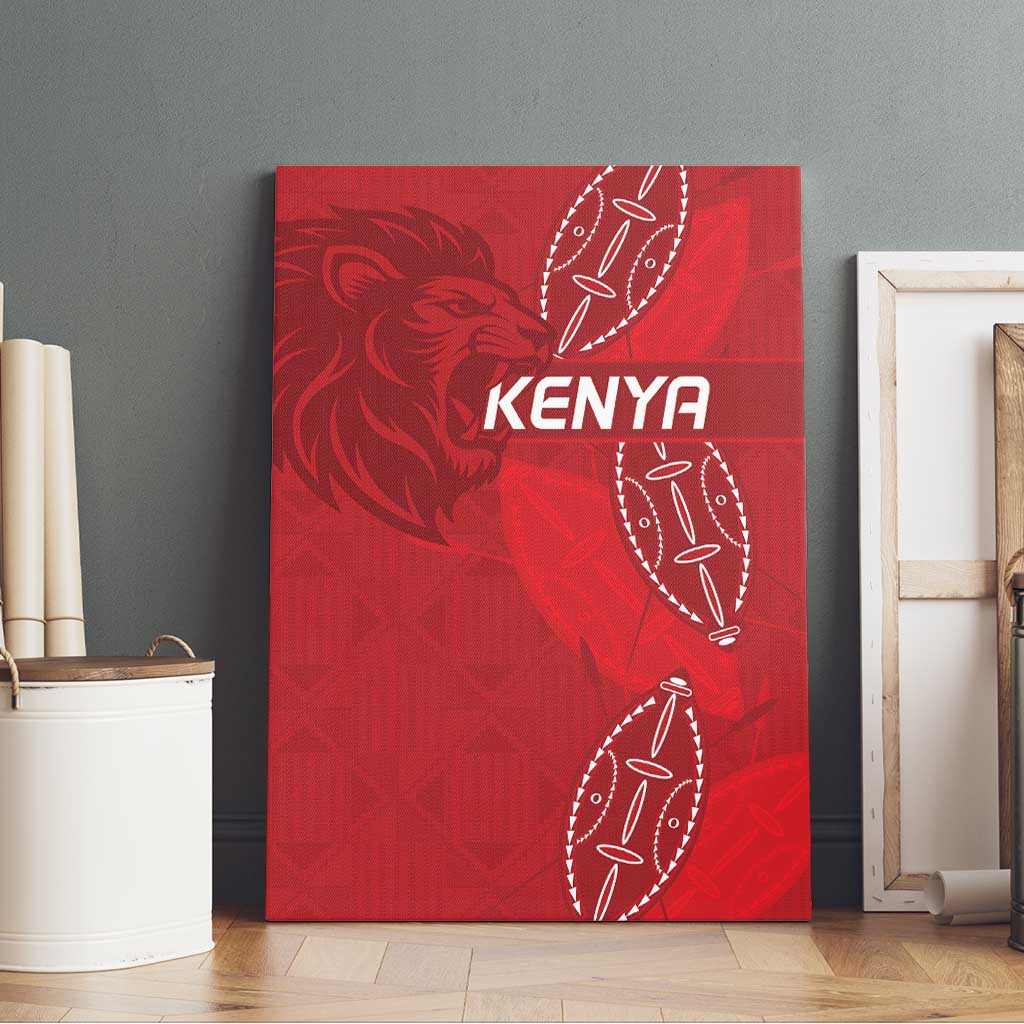 Jamhuri ya Kenya Rugby Canvas Wall Art Kenyan Shield Style - Red Color