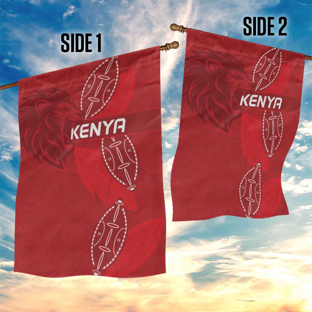 Jamhuri ya Kenya Rugby Garden Flag Kenyan Shield Style - Red Color