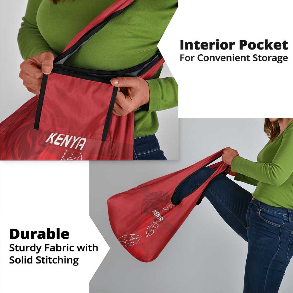 Jamhuri ya Kenya Rugby Grocery Bag Kenyan Shield Style - Red Color