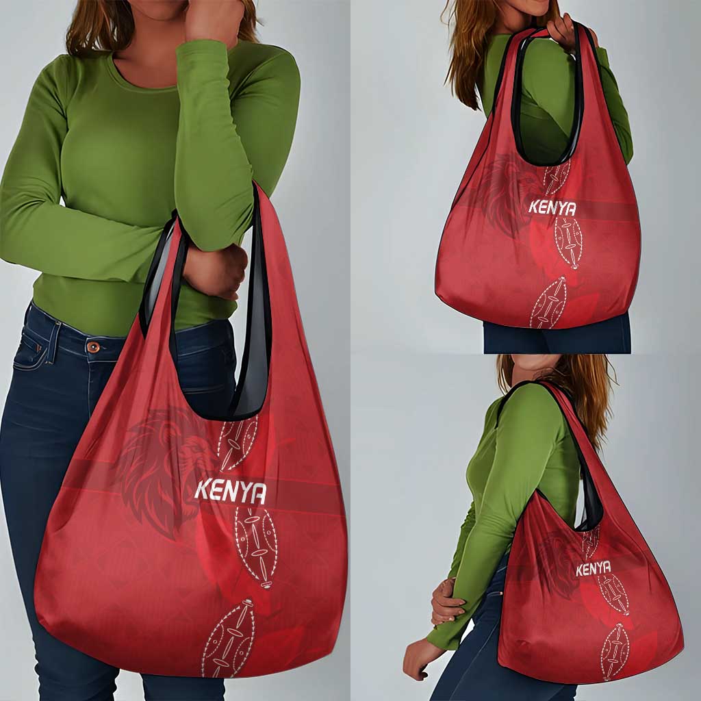Jamhuri ya Kenya Rugby Grocery Bag Kenyan Shield Style - Red Color