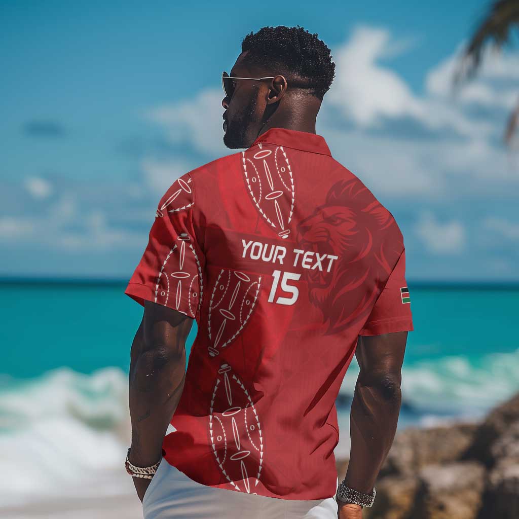 Jamhuri ya Kenya Rugby Custom Hawaiian Shirt Kenyan Shield Style - Red Color