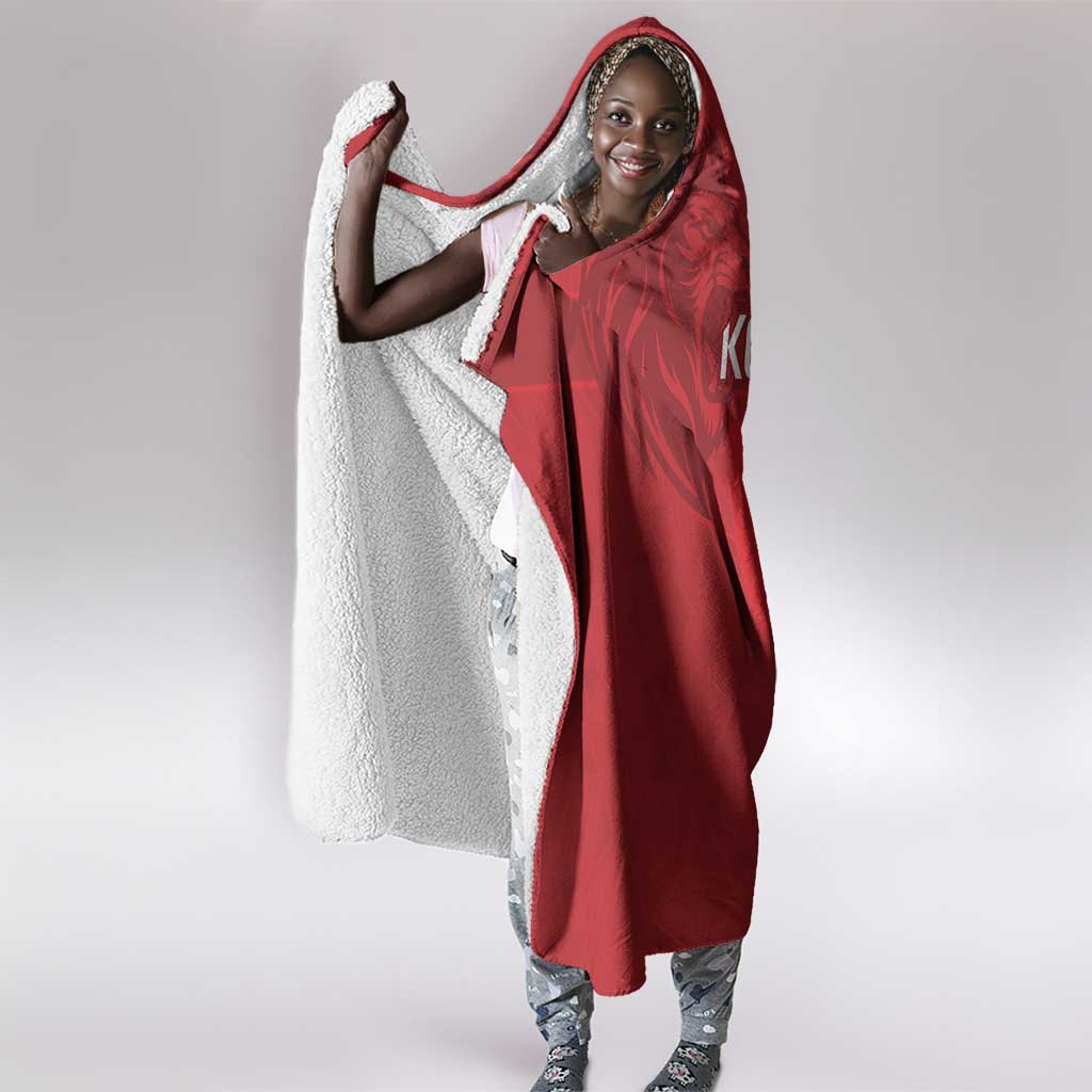 Jamhuri ya Kenya Rugby Hooded Blanket Kenyan Shield Style - Red Color