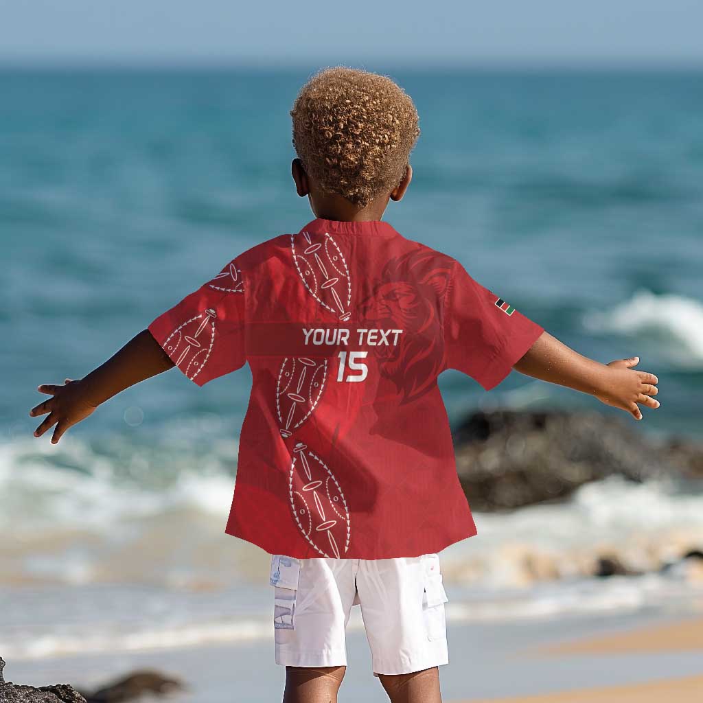 Jamhuri ya Kenya Rugby Custom Kid Hawaiian Shirt Kenyan Shield Style - Red Color