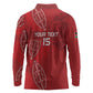 Jamhuri ya Kenya Rugby Custom Long Sleeve Polo Shirt Kenyan Shield Style - Red Color