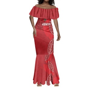 Jamhuri ya Kenya Rugby Custom Mermaid Dress Kenyan Shield Style - Red Color