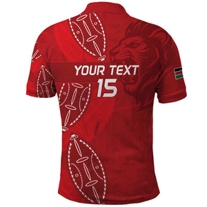 Jamhuri ya Kenya Rugby Custom Polo Shirt Kenyan Shield Style - Red Color
