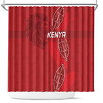 Jamhuri ya Kenya Rugby Shower Curtain Kenyan Shield Style - Red Color