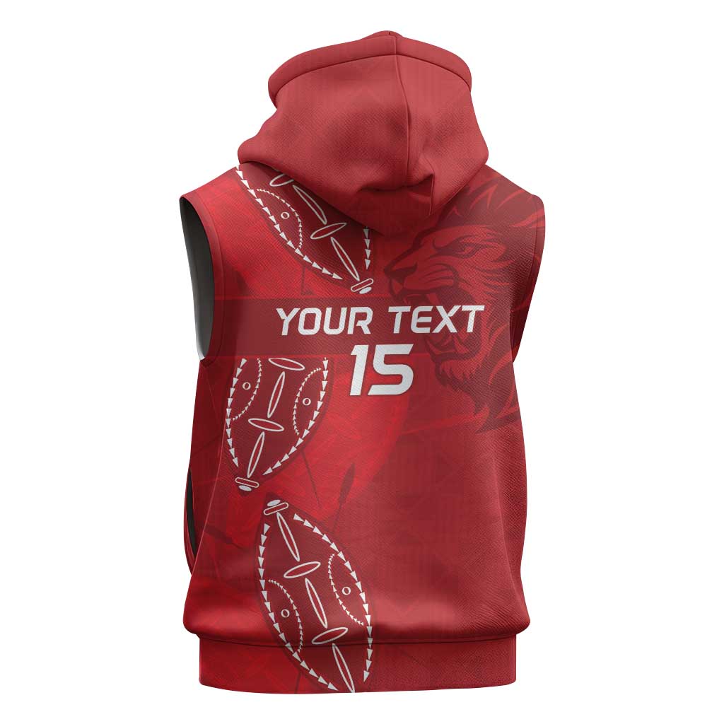 Jamhuri ya Kenya Rugby Custom Sleeveless Zip Hoodie Kenyan Shield Style - Red Color - African Pride