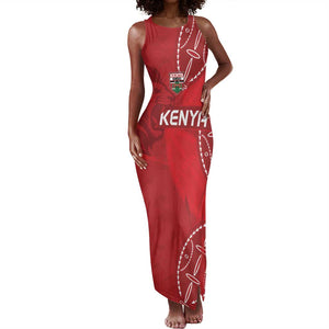 Jamhuri ya Kenya Rugby Custom Tank Maxi Dress Kenyan Shield Style - Red Color