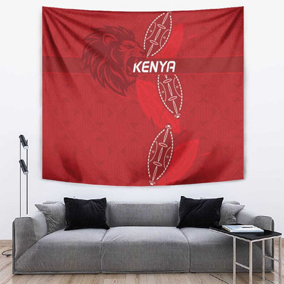 Jamhuri ya Kenya Rugby Tapestry Kenyan Shield Style - Red Color