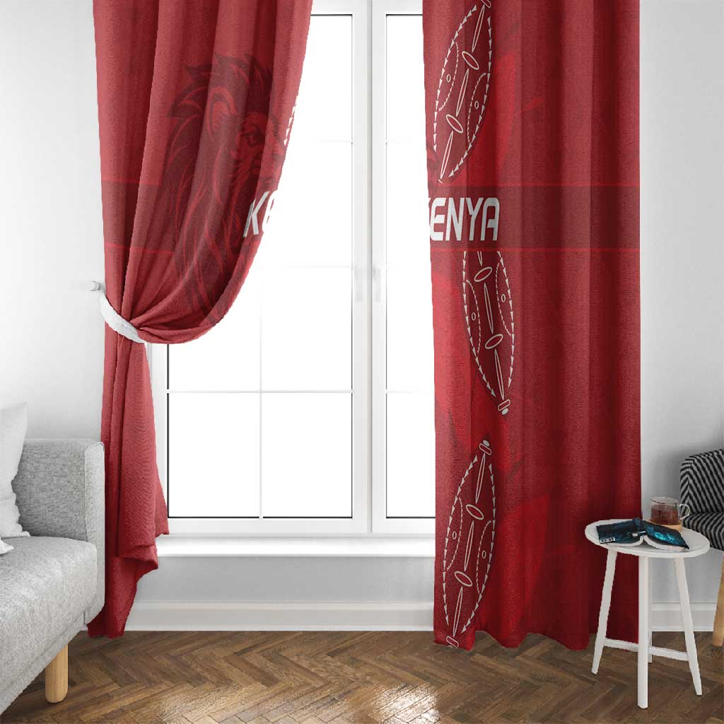 Jamhuri ya Kenya Rugby Window Curtain Kenyan Shield Style - Red Color