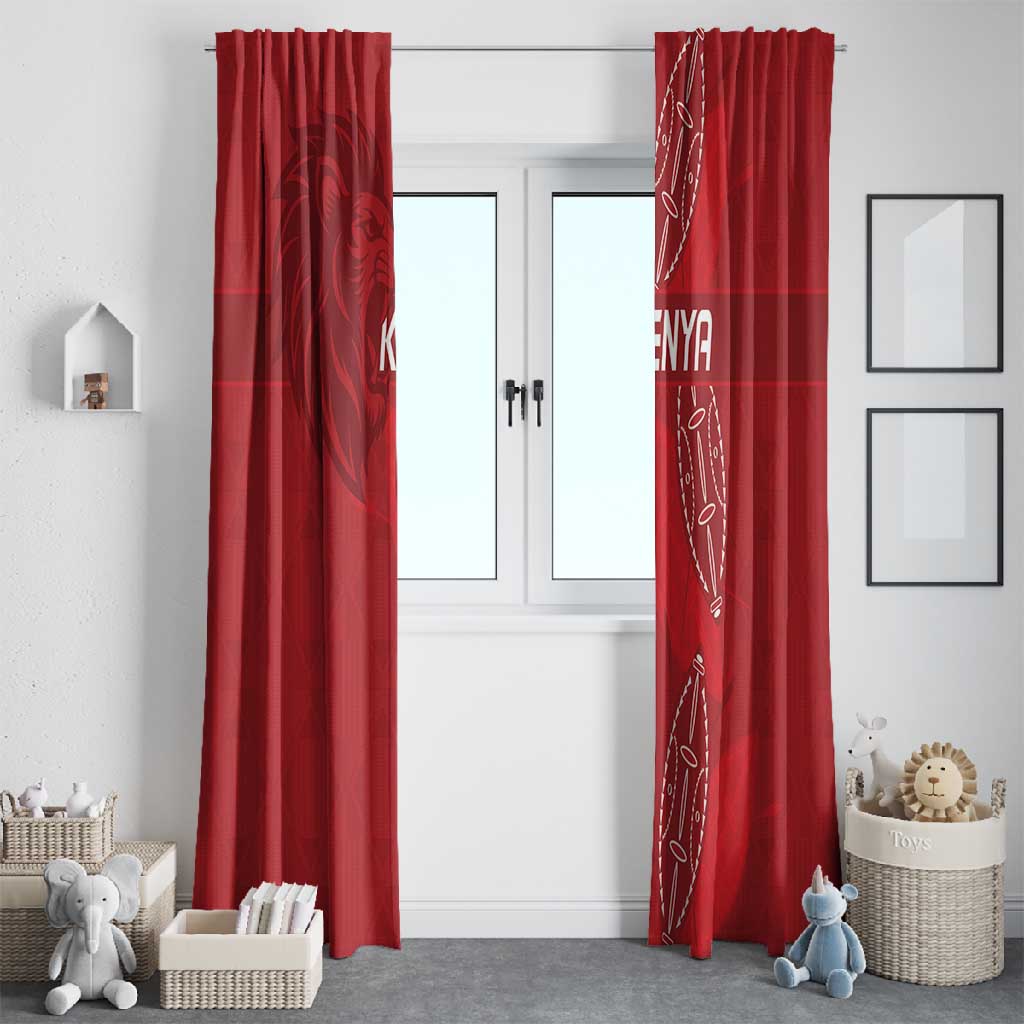Jamhuri ya Kenya Rugby Window Curtain Kenyan Shield Style - Red Color