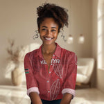 Jamhuri ya Kenya Rugby Custom Women Casual Shirt Kenyan Shield Style - Red Color
