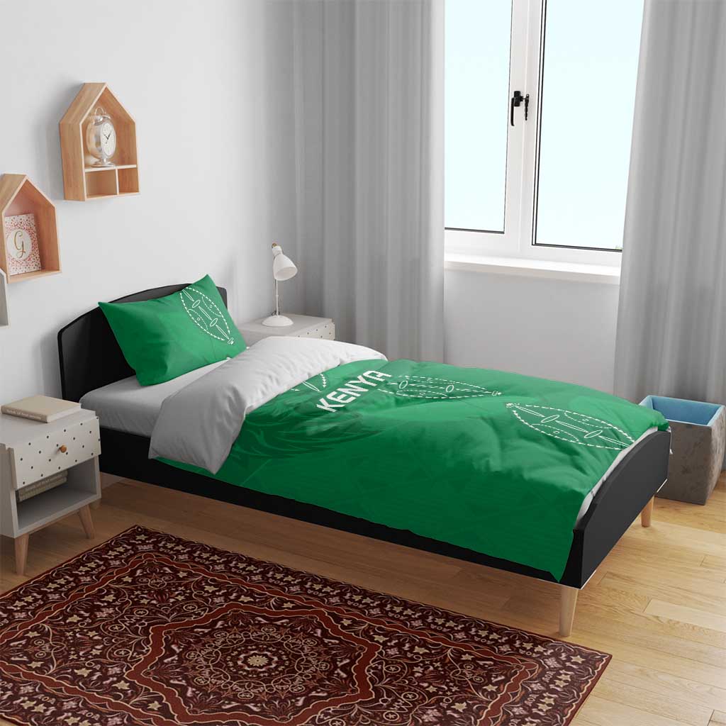 Jamhuri ya Kenya Rugby Bedding Set Kenyan Shield Style - Green Color