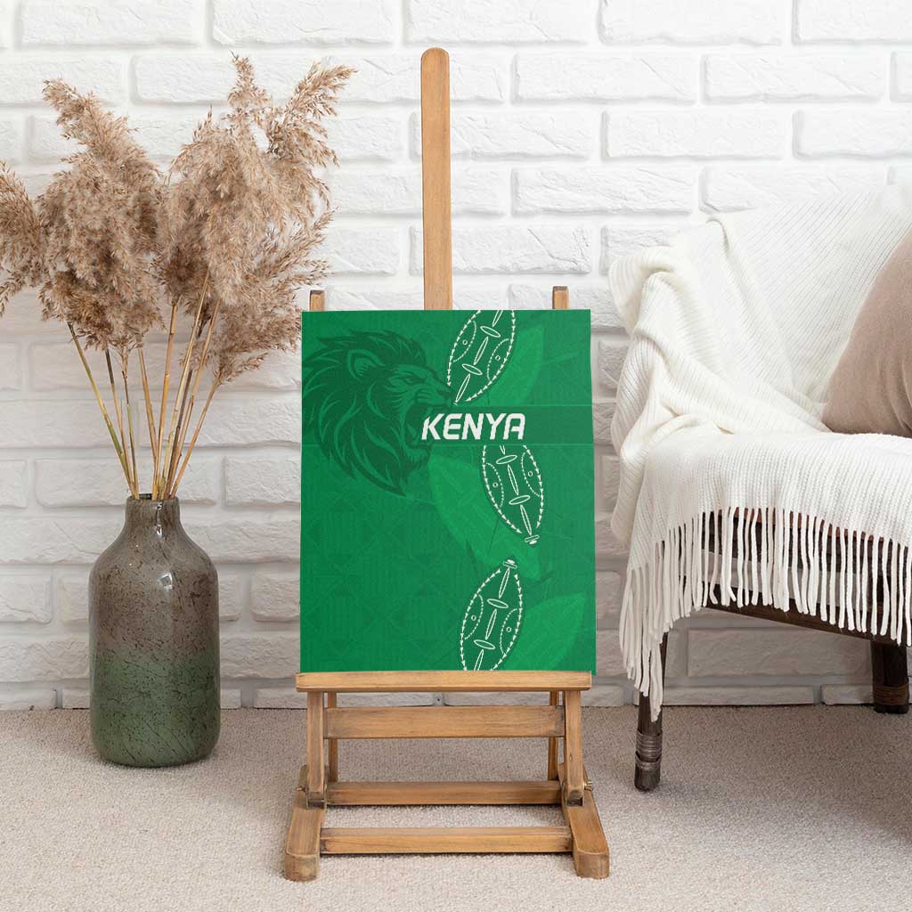 Jamhuri ya Kenya Rugby Canvas Wall Art Kenyan Shield Style - Green Color