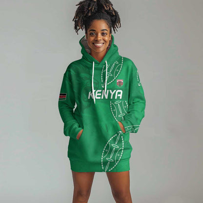 Jamhuri ya Kenya Rugby Custom Hoodie Dress Kenyan Shield Style - Green Color