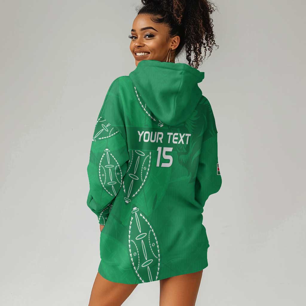 Jamhuri ya Kenya Rugby Custom Hoodie Dress Kenyan Shield Style - Green Color