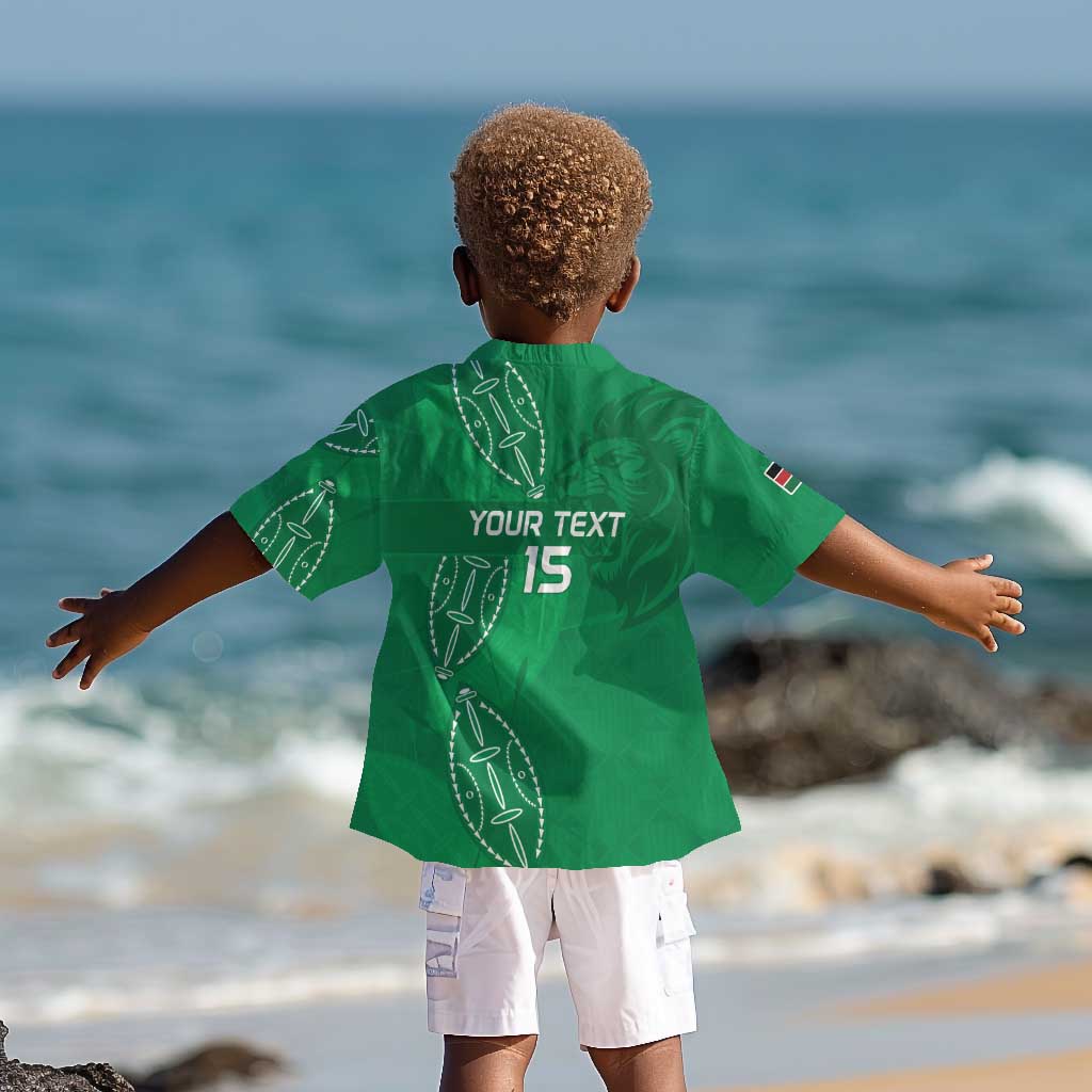Jamhuri ya Kenya Rugby Custom Kid Hawaiian Shirt Kenyan Shield Style - Green Color