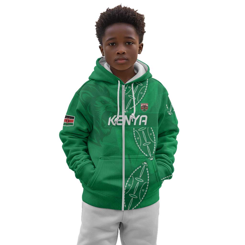 Jamhuri ya Kenya Rugby Custom Kid Hoodie Kenyan Shield Style - Green Color