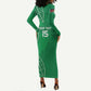Jamhuri ya Kenya Rugby Custom Long Sleeve Bodycon Dress Kenyan Shield Style - Green Color LT15