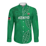 Jamhuri ya Kenya Rugby Custom Long Sleeve Button Shirt Kenyan Shield Style - Green Color