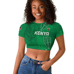 Jamhuri ya Kenya Rugby Custom Raglan Cropped T shirt Kenyan Shield Style - Green Color
