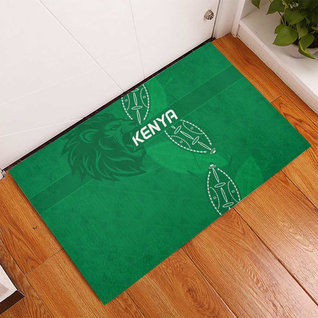 Jamhuri ya Kenya Rugby Rubber Doormat Kenyan Shield Style - Green Color