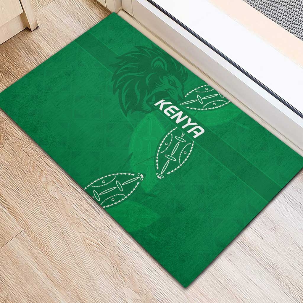 Jamhuri ya Kenya Rugby Rubber Doormat Kenyan Shield Style - Green Color
