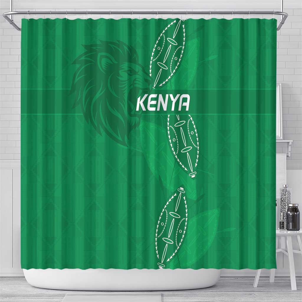 Jamhuri ya Kenya Rugby Shower Curtain Kenyan Shield Style - Green Color