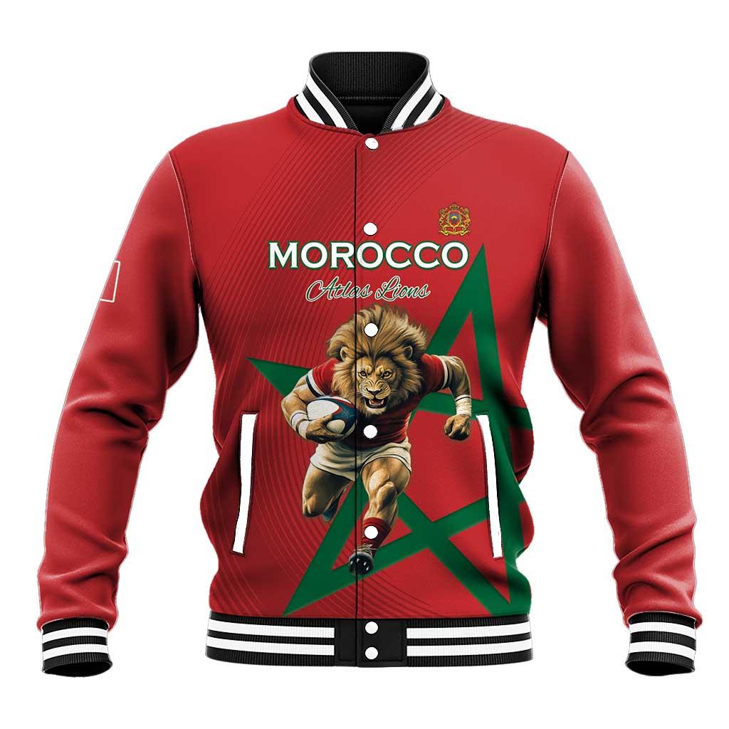 Morocco Rugby Custom Baseball Jacket Come On Atlas Lions