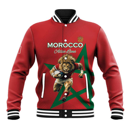 Morocco Rugby Custom Baseball Jacket Come On Atlas Lions