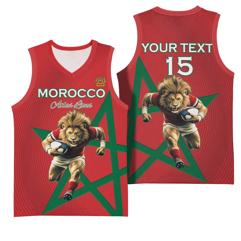 Morocco Rugby Custom Basketball Jersey Come On Atlas Lions LT15