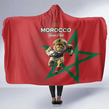 Morocco Rugby Custom Hooded Blanket Come On Atlas Lions
