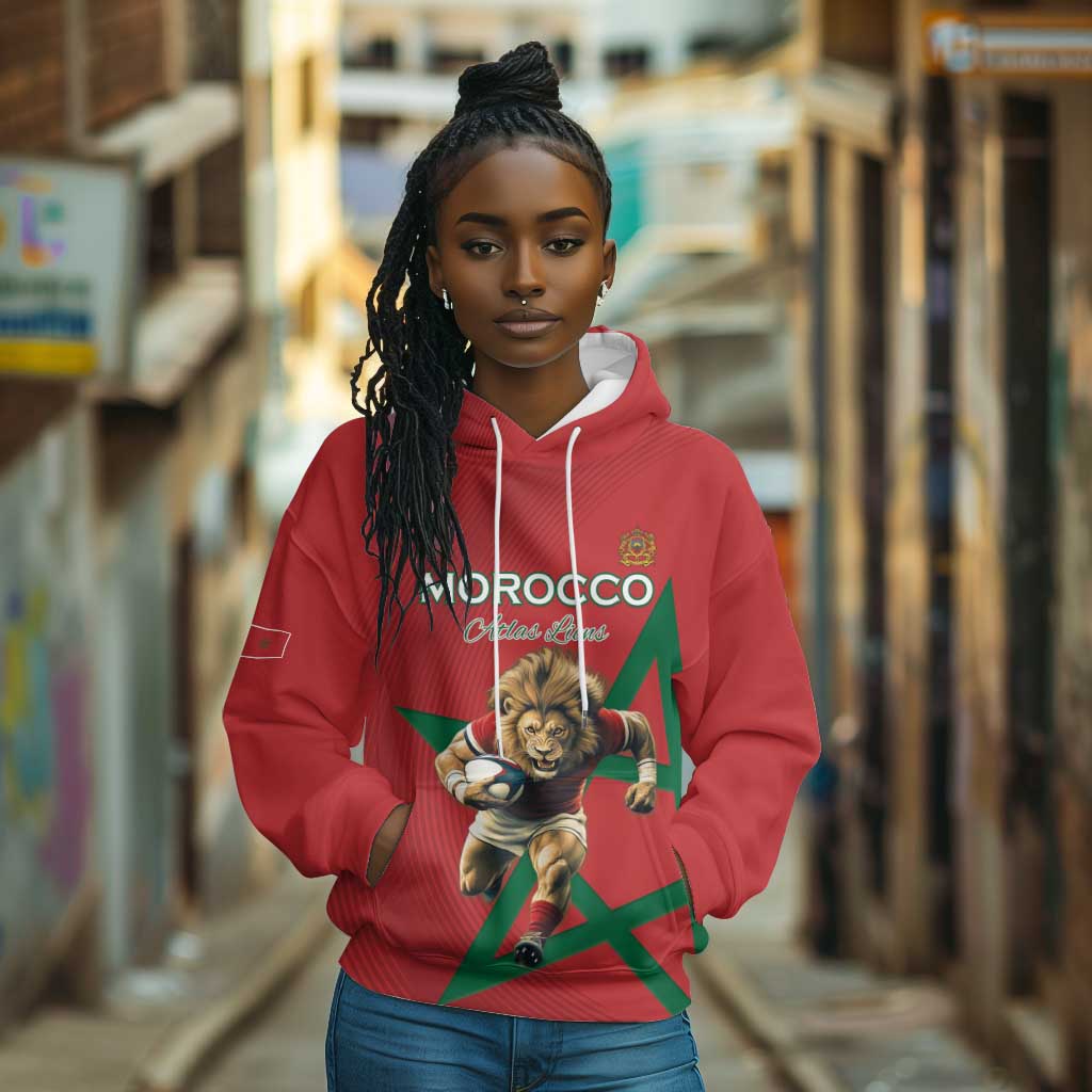 Morocco Rugby Custom Hoodie Come On Atlas Lions