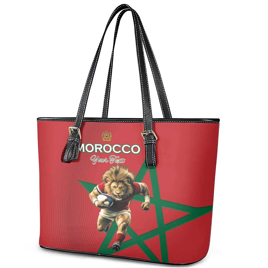 Morocco Rugby Custom Leather Tote Bag Come On Atlas Lions