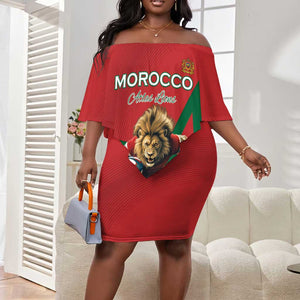 Morocco Rugby Custom Off Shoulder Short Dress Come On Atlas Lions