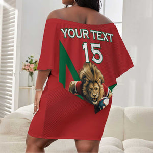 Morocco Rugby Custom Off Shoulder Short Dress Come On Atlas Lions