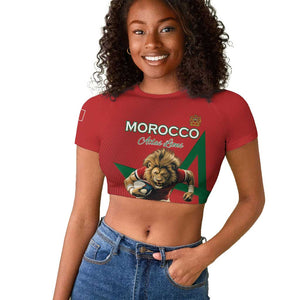 Morocco Rugby Custom Raglan Cropped T shirt Come On Atlas Lions