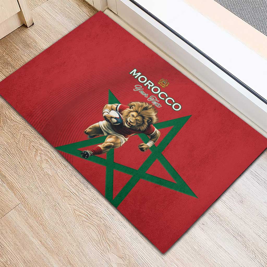 Morocco Rugby Custom Rubber Doormat Come On Atlas Lions