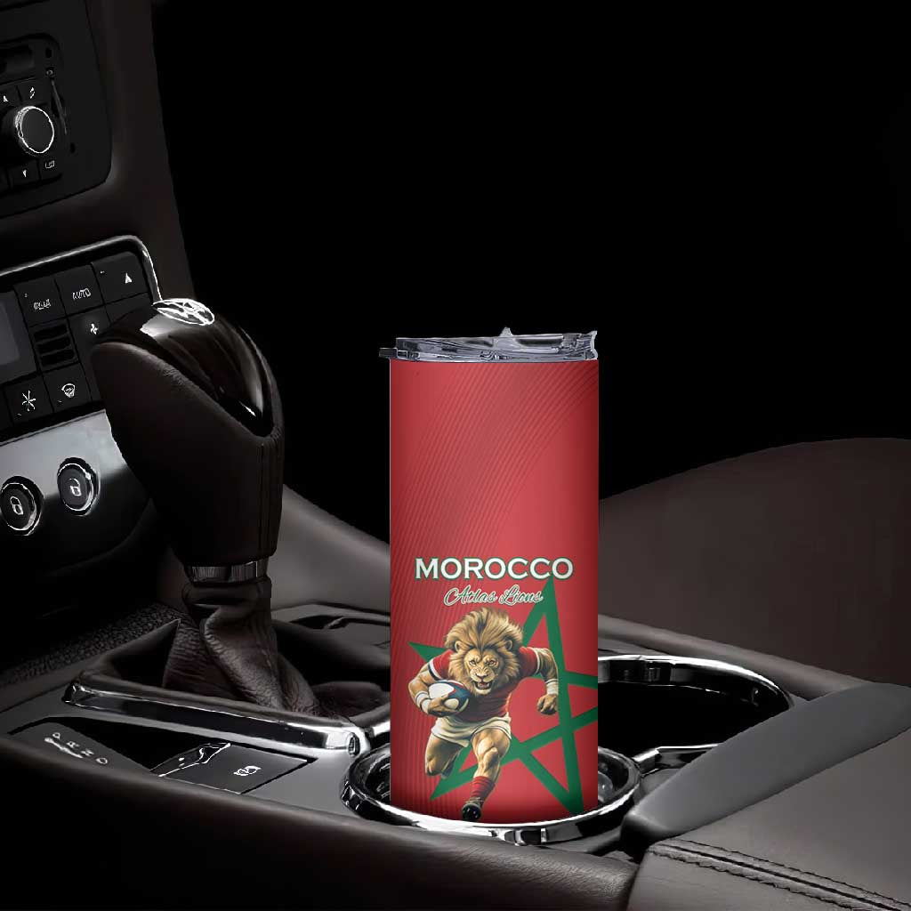Morocco Rugby Custom Skinny Tumbler Come On Atlas Lions