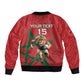 Morocco Rugby Custom Sleeve Zip Bomber Jacket Come On Atlas Lions
