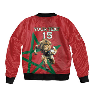 Morocco Rugby Custom Sleeve Zip Bomber Jacket Come On Atlas Lions