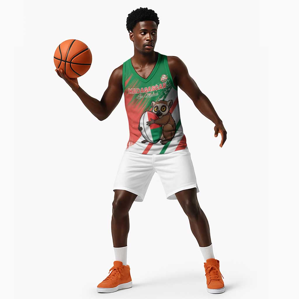 Madagascar Rugby Custom Basketball Jersey Allez Les Makis LT15