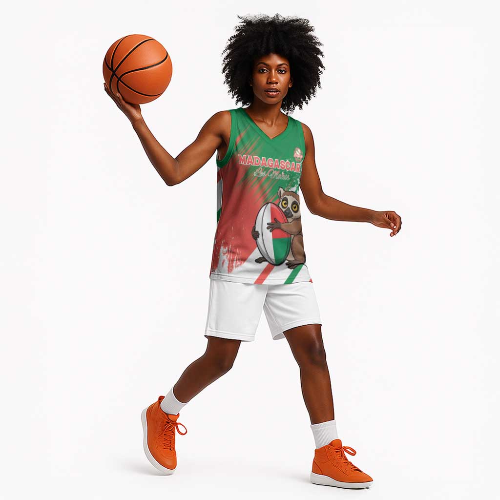Madagascar Rugby Custom Basketball Jersey Allez Les Makis LT15