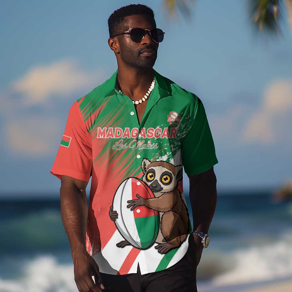 Madagascar Rugby Custom Hawaiian Shirt Allez Les Makis - African Pride