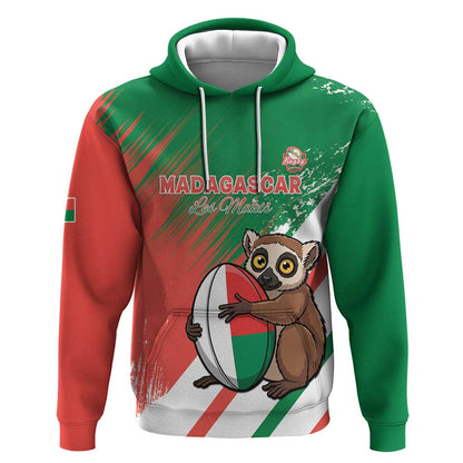 Madagascar Rugby Custom Hoodie Allez Les Makis - African Pride