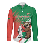 Madagascar Rugby Custom Long Sleeve Button Shirt Allez Les Makis - African Pride