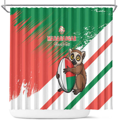 Madagascar Rugby Custom Shower Curtain Allez Les Makis - African Pride